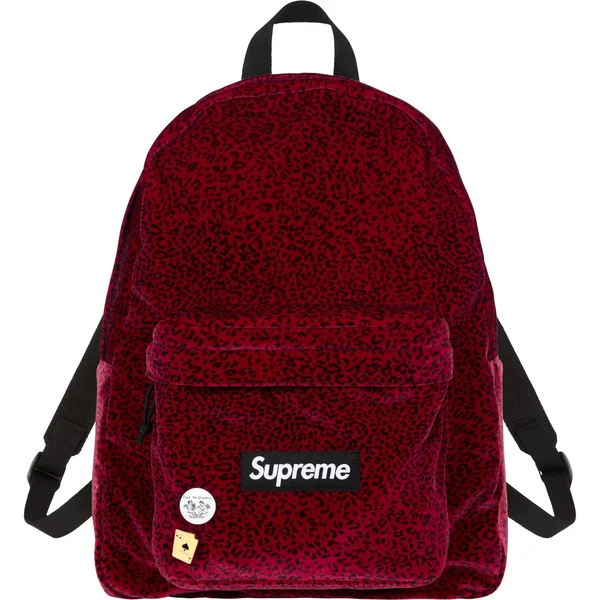 Supreme Velvet Backpack - Red Leopard (front)