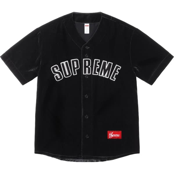 Supreme Velvet Baseball Jersey - Black (front)