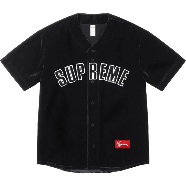 Supreme Velvet Baseball Jersey - Black (front)