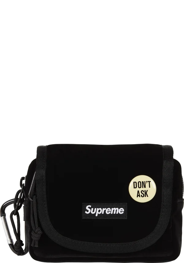 Supreme Velvet Mini Pouch - Black (front)