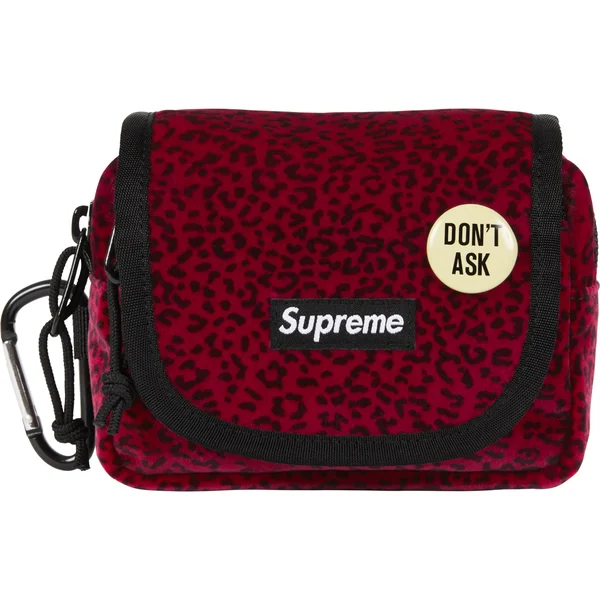 Supreme Velvet Mini Pouch - Red Leopard (front)