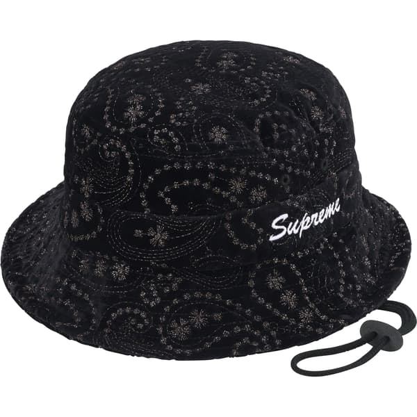 Supreme Velvet Paisley Boonie - Black (front)