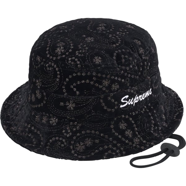 Supreme Velvet Paisley Boonie - Black (front)