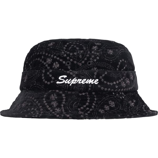 Supreme Velvet Paisley Boonie - Black (front)