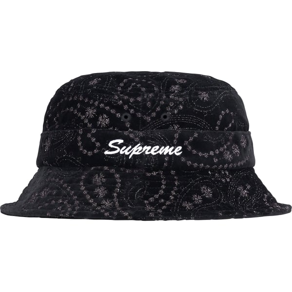 Supreme Velvet Paisley Boonie - Black (front)
