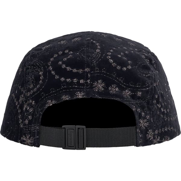 Supreme Velvet Paisley Camp Cap - Black (front)