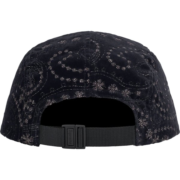 Supreme Velvet Paisley Camp Cap - Black (front)