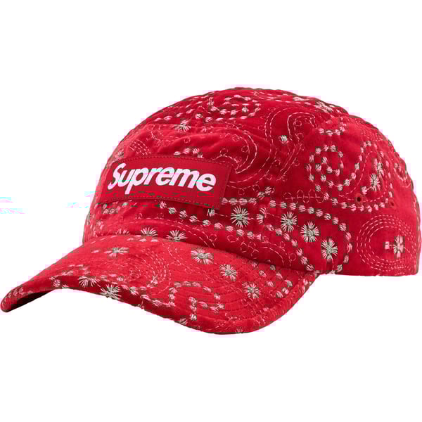 Supreme Velvet Paisley Camp Cap - Red (front)