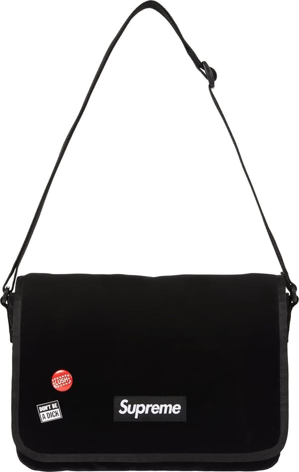 Supreme Velvet Small Messenger Bag - Black (front)