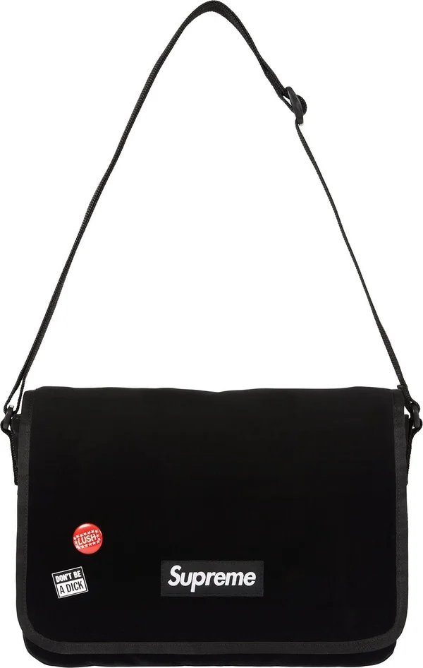 Supreme Velvet Small Messenger Bag - Black (front)