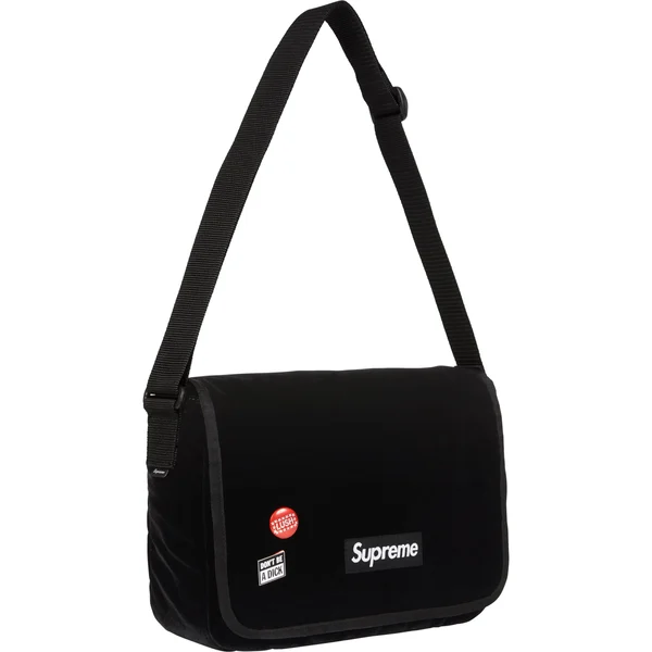 Supreme Velvet Small Messenger Bag - Black (front)