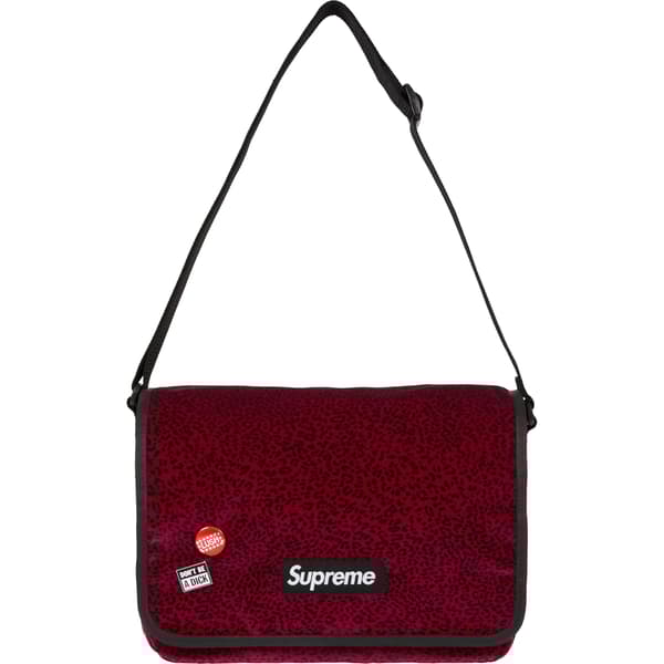 Supreme Velvet Small Messenger Bag - Red Leopard (front)