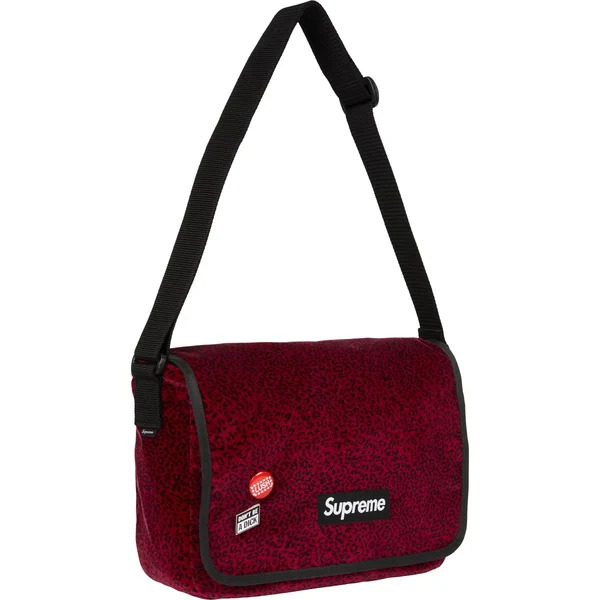 Supreme Velvet Small Messenger Bag - Red Leopard (front)