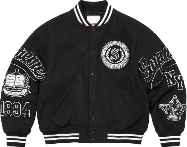 Supreme Veritas Varsity Jacket - Black (front)