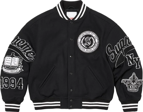 Supreme Veritas Varsity Jacket - Black (front)