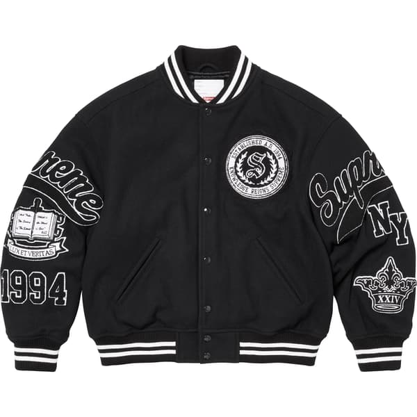Supreme Veritas Varsity Jacket - Black (front)