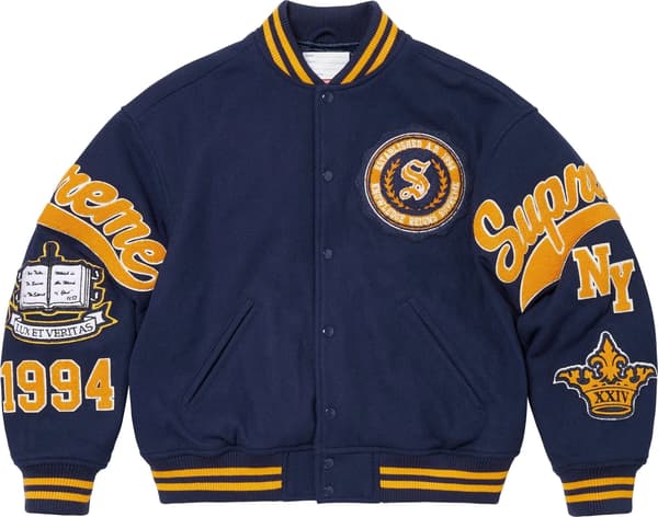 Supreme Veritas Varsity Jacket - Navy (front)