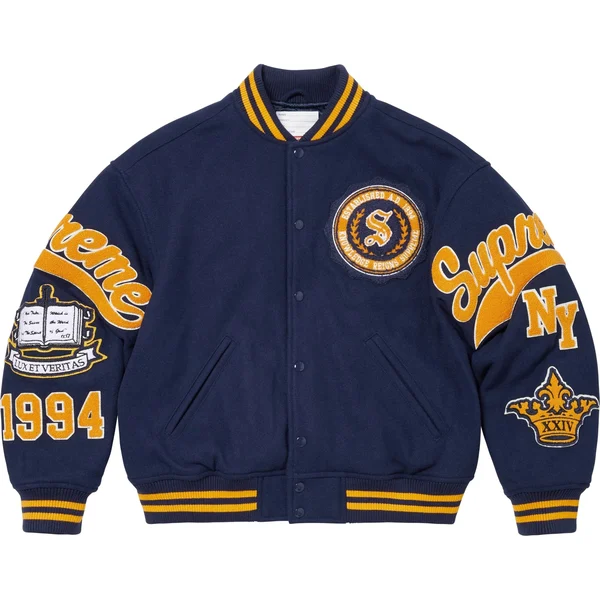 Supreme Veritas Varsity Jacket - Navy (front)