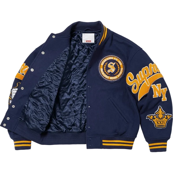 Supreme Veritas Varsity Jacket - Navy (front)