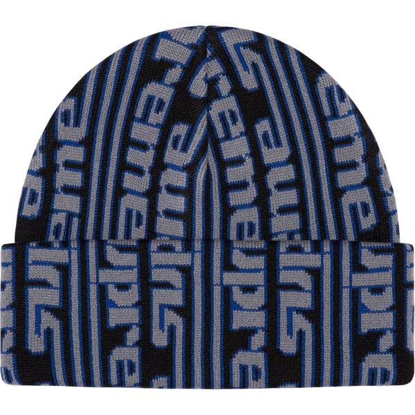Supreme Vertical Logo Beanie - Black (front)