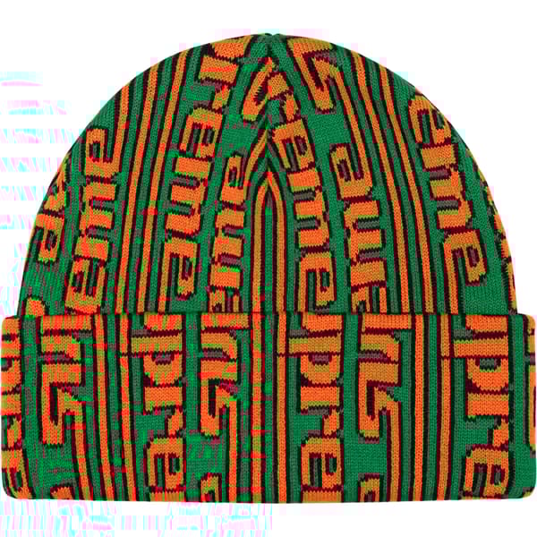 Supreme Vertical Logo Beanie - Green (front)