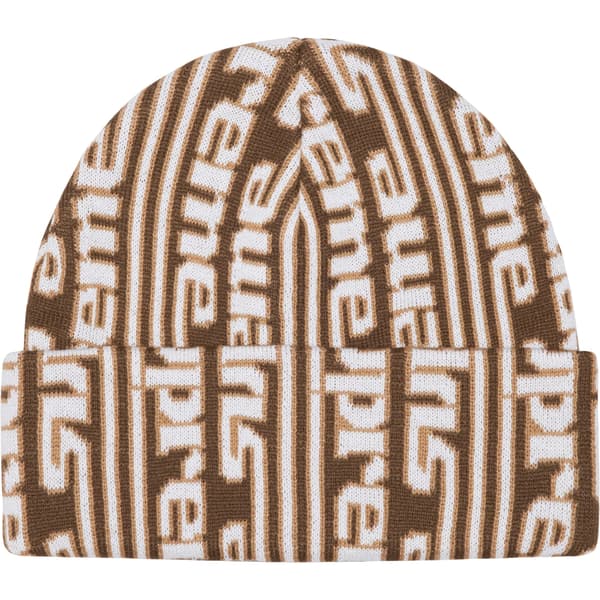 Supreme Vertical Logo Beanie - Tan (front)