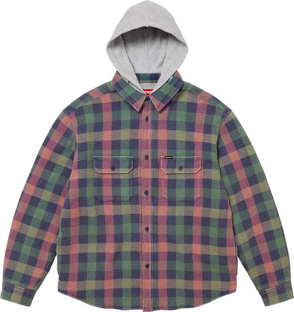 Supreme Waffle Plaid Hooded Shirt - Multicolor (front)