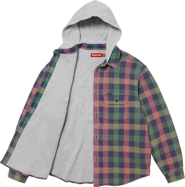 Supreme Waffle Plaid Hooded Shirt - Multicolor (front)