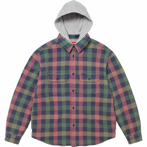 Supreme Waffle Plaid Hooded Shirt - Multicolor (front)