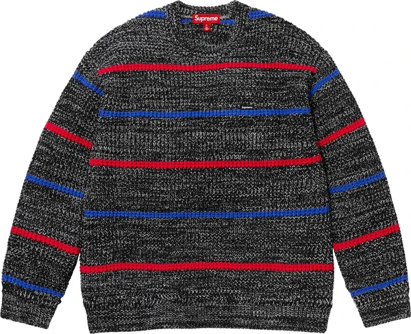 Supreme Waffle Small Box Sweater - Stripe Mélange (front)
