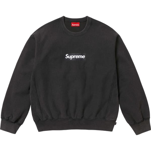 Supreme Washed Box Logo Crewneck - Black (front)