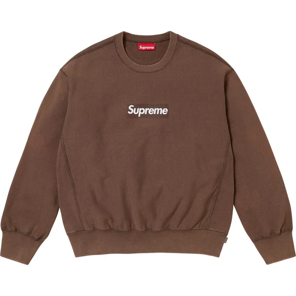Supreme Washed Box Logo Crewneck - Brown (front)