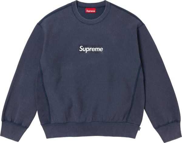 Supreme Washed Box Logo Crewneck - Navy (front)