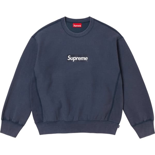 Supreme Washed Box Logo Crewneck - Navy (front)