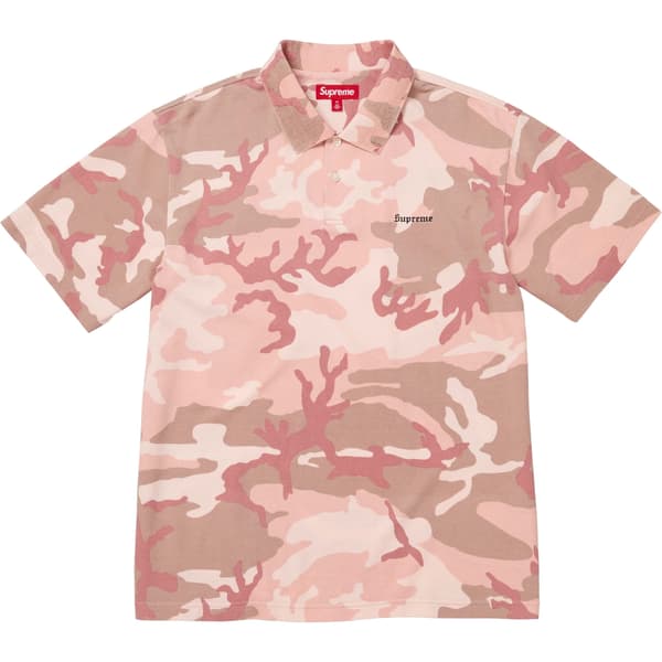 Supreme Washed Camo Polo - Pink Camo (front)