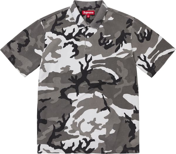 Supreme Washed Camo Polo - Snow Camo (front)