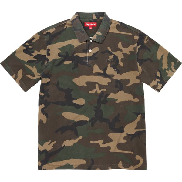 Supreme Washed Camo Polo - Woodland Camo (front)