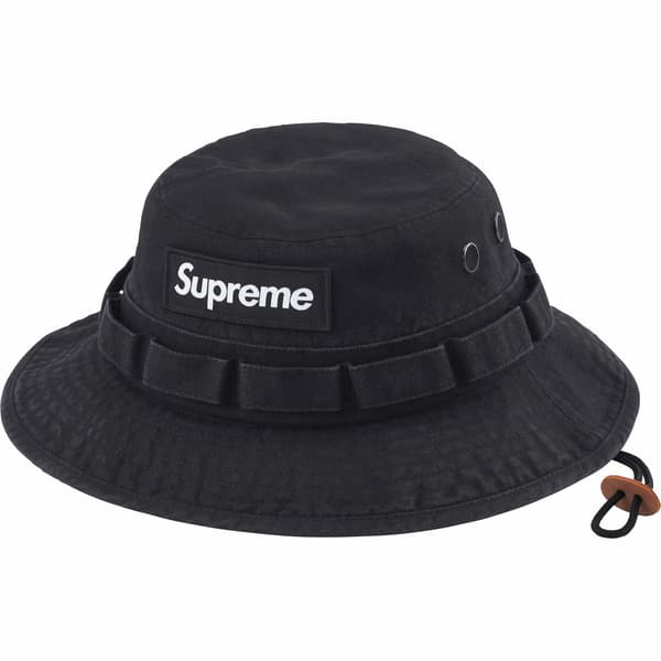 Supreme Washed Canvas Boonie - Black (front)