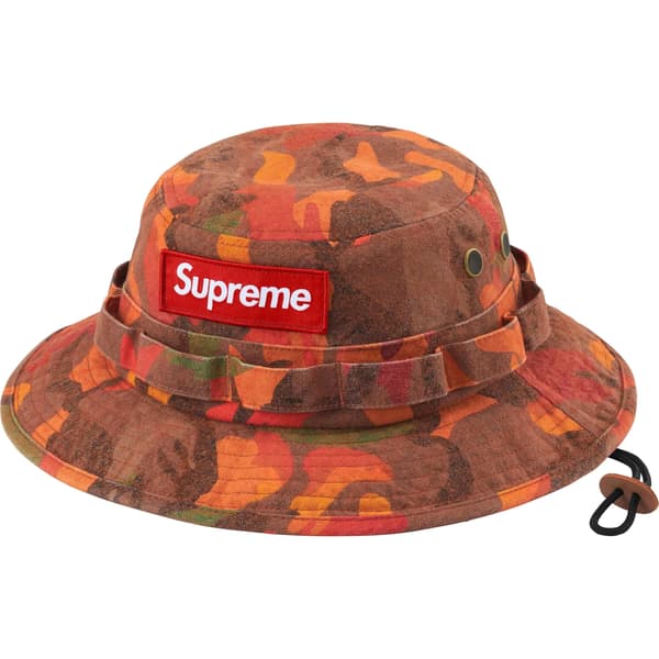 Supreme Washed Canvas Boonie - Orange Camo (front)