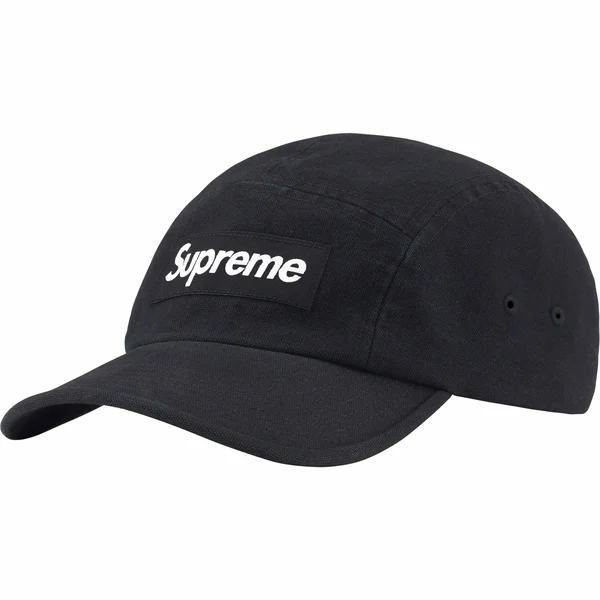Supreme Washed Canvas Camp Cap - Black (front)