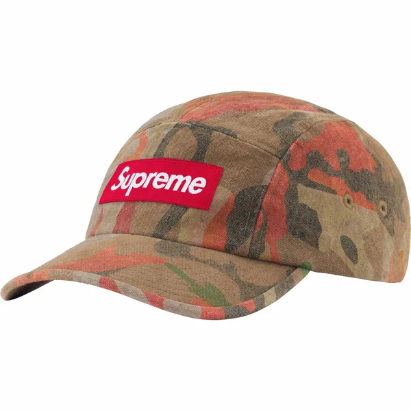 Supreme Washed Canvas Camp Cap - Tan Camo (front)
