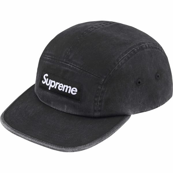 Supreme Washed Chino Twill Camp Cap - Black (front)