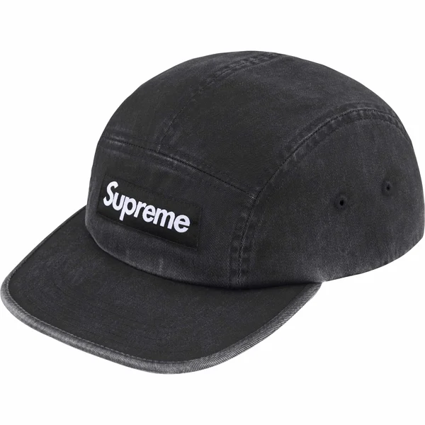 Supreme Washed Chino Twill Camp Cap - Black (front)