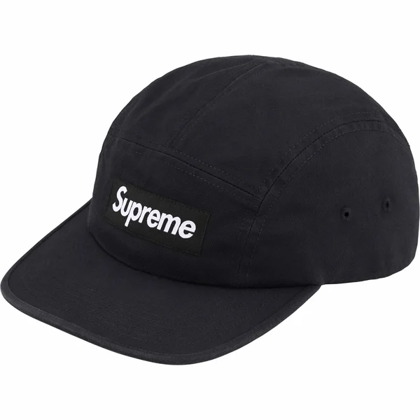 Supreme Washed Chino Twill Camp Cap - Black (front)