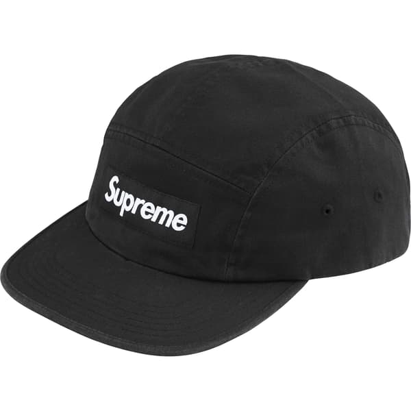 Supreme Washed Chino Twill Camp Cap - Black (front)