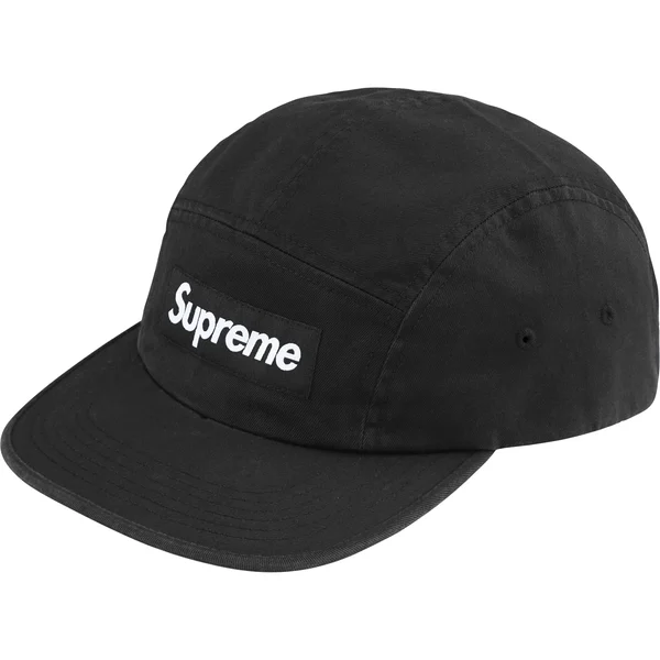 Supreme Washed Chino Twill Camp Cap - Black (front)