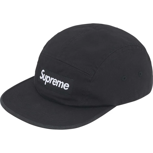 Supreme Washed Chino Twill Camp Cap - Black (front)