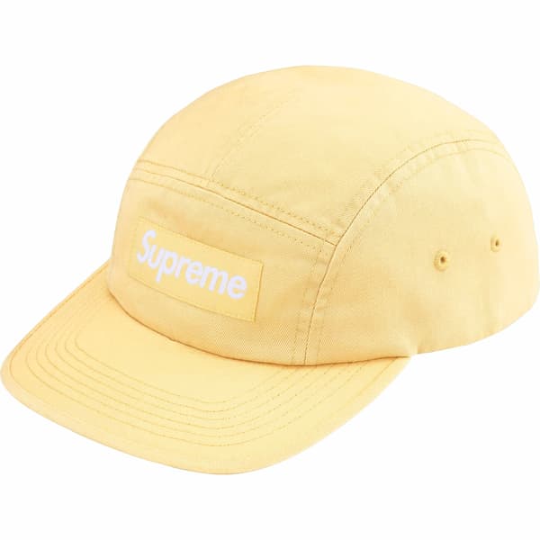 Supreme Washed Chino Twill Camp Cap - Light Yellow (front)
