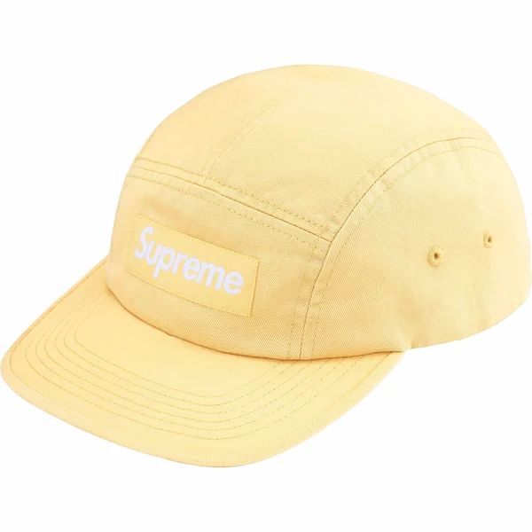 Supreme Washed Chino Twill Camp Cap - Light Yellow (front)