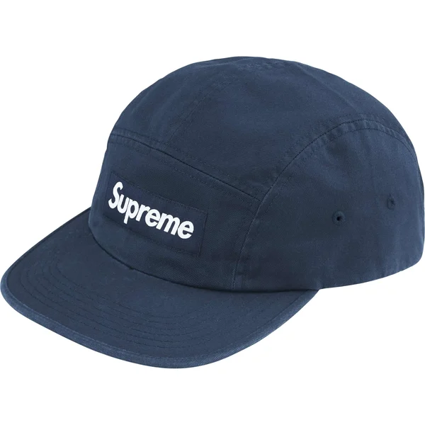 Supreme Washed Chino Twill Camp Cap - Navy (front)